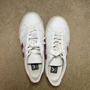Veja White Sneakers with Red Details